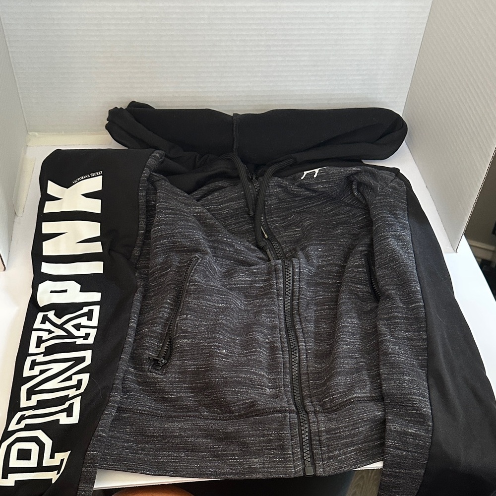 Victoria's Secret Heathered Gray and Black Hoodie